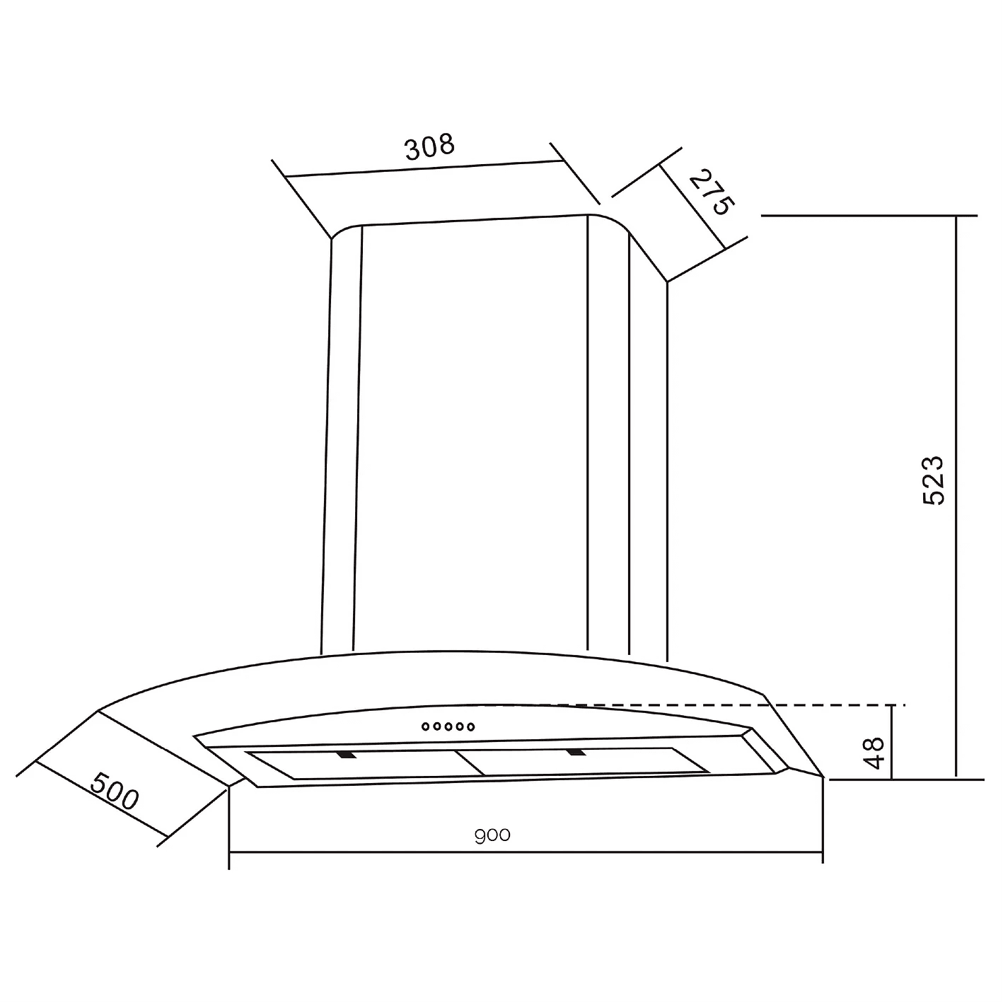 Campana de Pared Cristal Curvo Negro Acero Inoxidable EB-392 miniatura 2